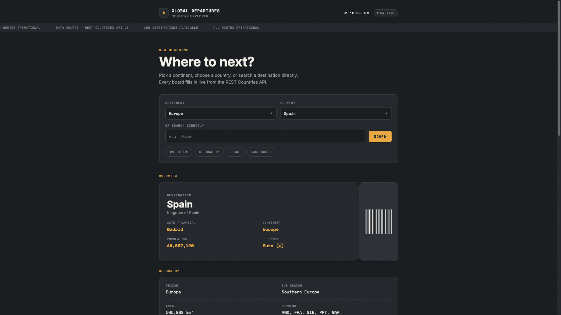 Global Regions Explorer screenshot